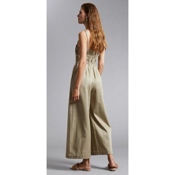 & OTHER STORIES Women 4US Pleated Detail Jumpsuit Adjustable Ruched Bodice Green - Picture 2 of 12